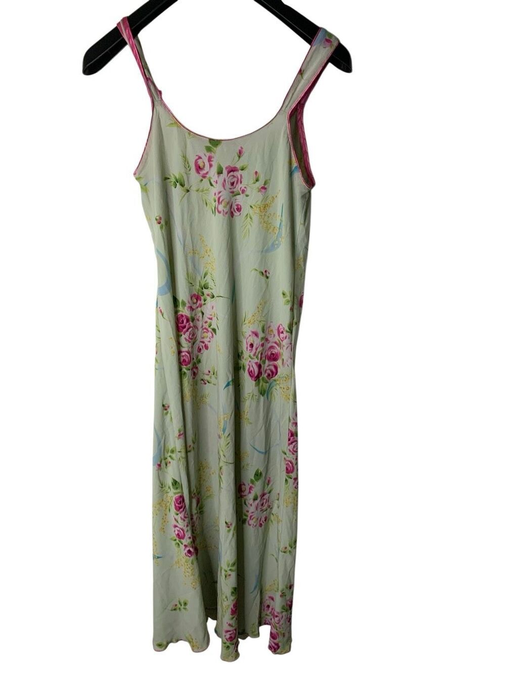 Vintage Oscar de la Renta Pink Label maxi slip dress mint green floral medium